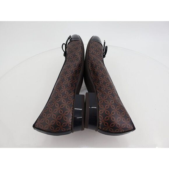 Ara Belinda Ballet Flat Black Brown Vegan Size 10 Cap Toe Bow Slip On Shoes - Picture 8 of 13